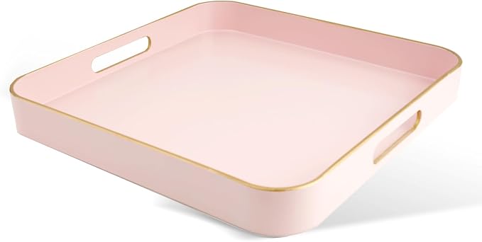 Gifturbo Pink Square Decorative Tray, Serving Tray by Gifturbo