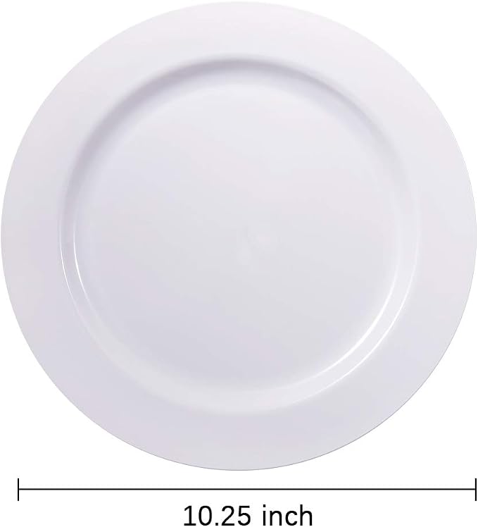 bUCLA 100PCS White Plastic Plates-10.25inch Disposable Dinner Plates-Premium - Image 2