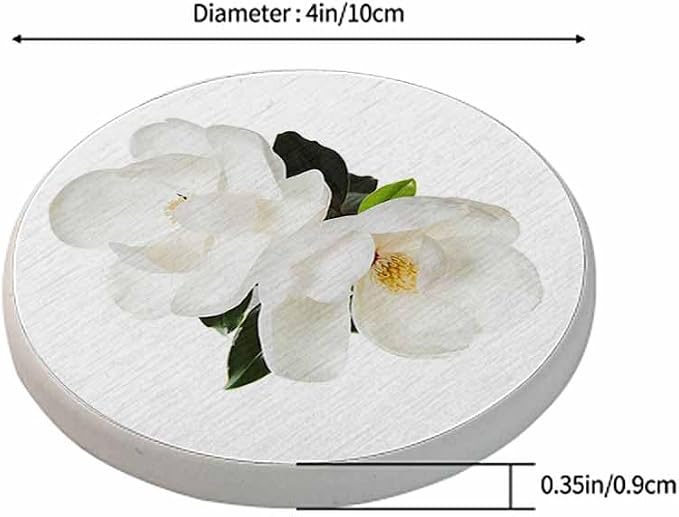 Magnolia Flower Ceramic Coasters Absorbent Drink Coasters Round Ceramic Table - Image 2