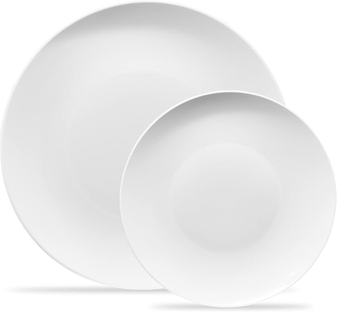 PLASTICPRO White Plastic Design Party Plates Premium heavyweight Elegant 128 by PLASTICPRO