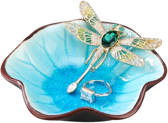 Ice Cracking Leaf Jewelry Dish, Decorative Ring Holder Small Trinket Tray Bowl - Image 4