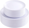 PULOTE 100PCS White Plastic Plates Disposable by PULOTEpartywareWesupplyproductsandyouenjoylife