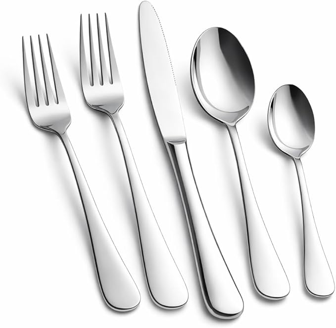 Silverware Set for 6, Stainless Steel Flatware Cutlery Set, Mirror Polished | by Nice+Kitchen