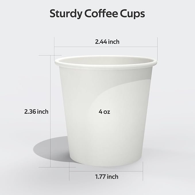 Dealusy 100 Count 4 oz Coffee Cups, Leak-Free Food Safe Paper Cups 4 oz - Image 2