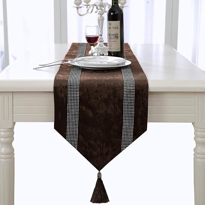 Fancy Brown Table Runner, Ombre Velvet, Modern Style - Image 4