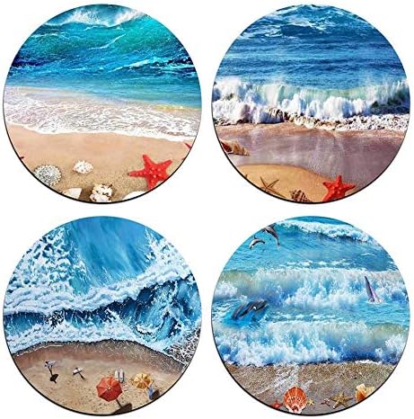 Waves and Shells Round Coaster Set by QJ+CMJ