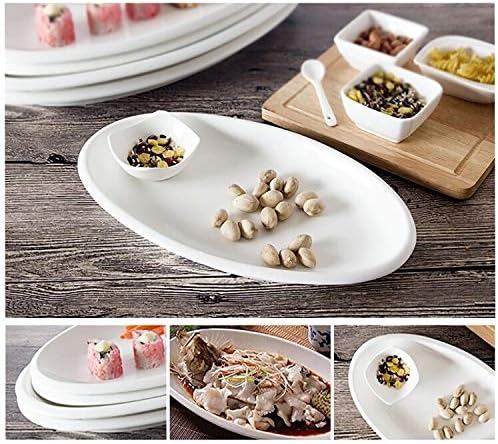 Foraineam Set of 3 Sizes Porcelain Oval Serving Platters White Dinner Plates - Image 5