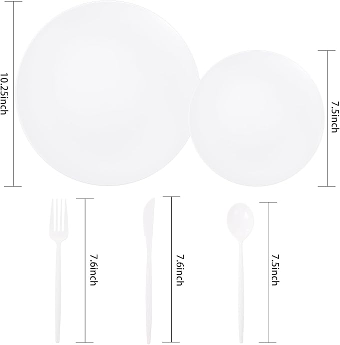 ejonirinjonir 150pcs Heavy-Duty White Plastic Plates - Image 2