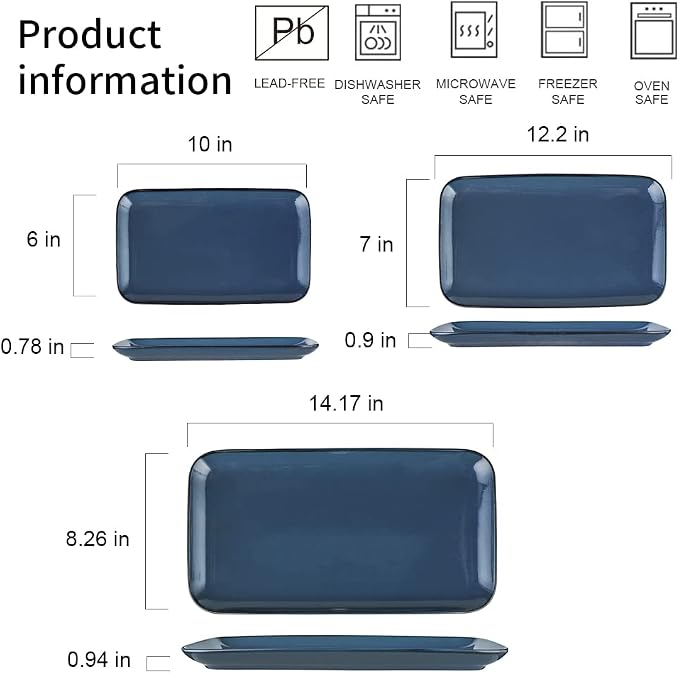 KOOV Rectangular Serving Tray, 14/12/10 Inch Large Serving Platter, Crockery - Image 5