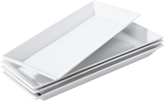 14" Rectangular Platters Set of 4, Large Serving Plates by FEENMAICeramicHome
