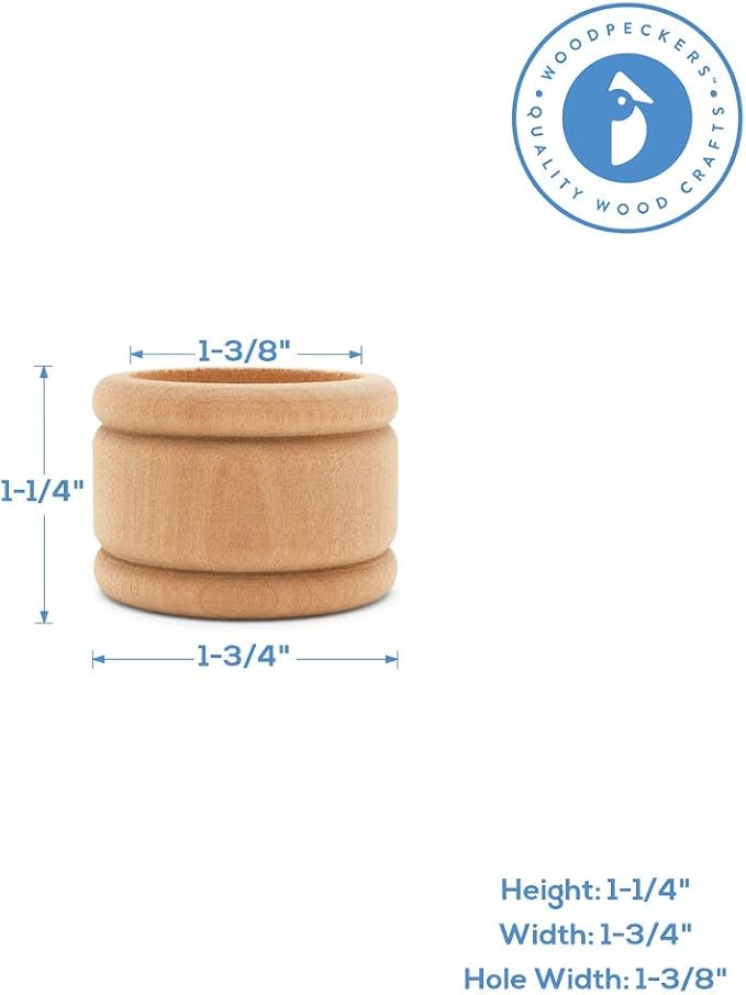 Unfinished Wood Napkin Rings Set of 100, 1-3/4 Inch Wooden Napkin Rings - Image 2