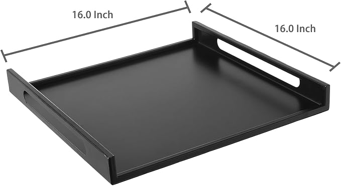 MyGift 16 Inch Matte Black Metal Large Serving Tray - Image 3