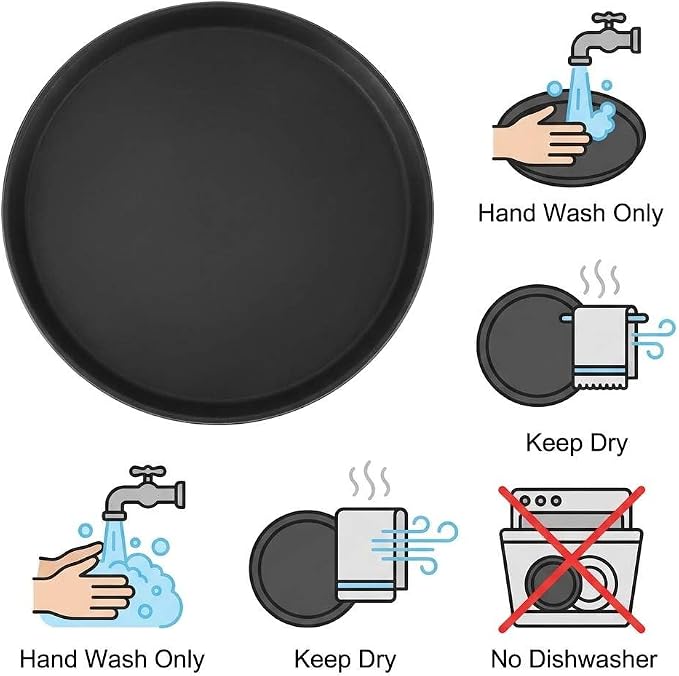 QWORK 16-Inch Round Non-Slip Serving Trays – 4 Pack Rubber Surface Plastic Tray - Image 8