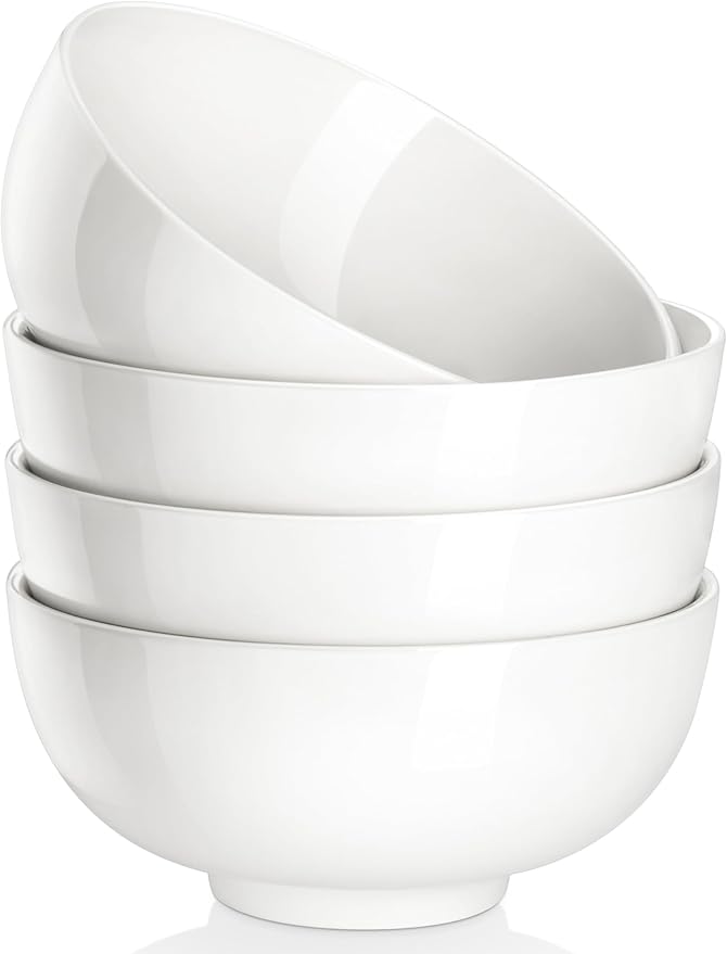 MALACASA 26 Oz White Ceramic Soup Bowls of 4, Cereal Bowls by MALACASA