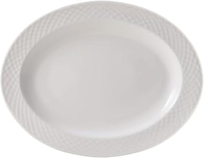 Mikasa Trellis White Bone China Lightweight Chip Resistant Oval Serving Platter by Mikasa