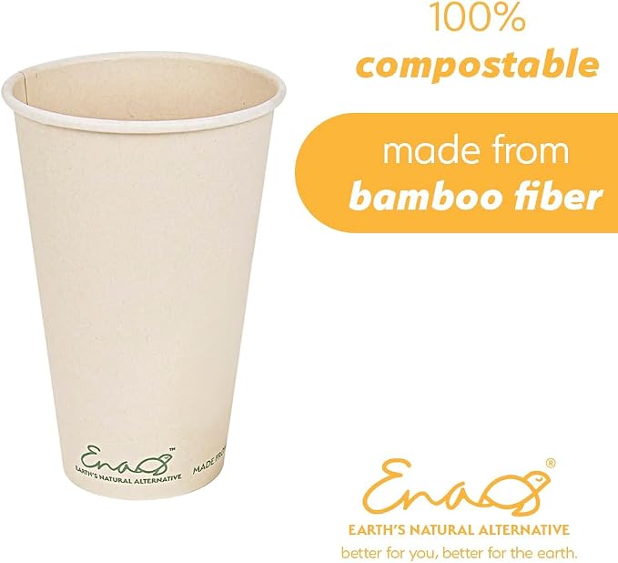 100% Compostable Disposable Coffee Cups Paper Cups Made from Bamboo, - Image 3