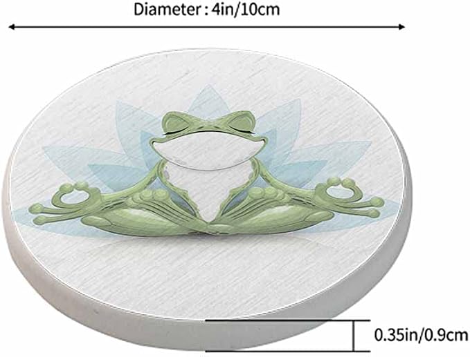 oFloral Funny Frog Coasters for Drinks Meditation Lotus Seat Cute Animal Cups - Image 2