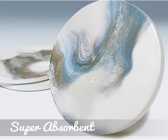 UMIRRO Absorbent Ceramic Stone Coasters Set of 6 - Image 4