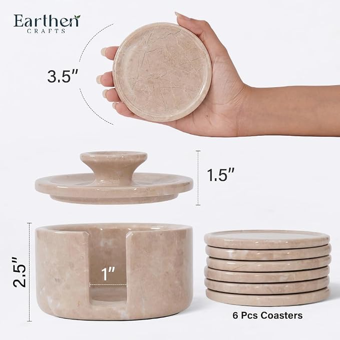 Beige Marble Coasters Set of 6 - Image 3