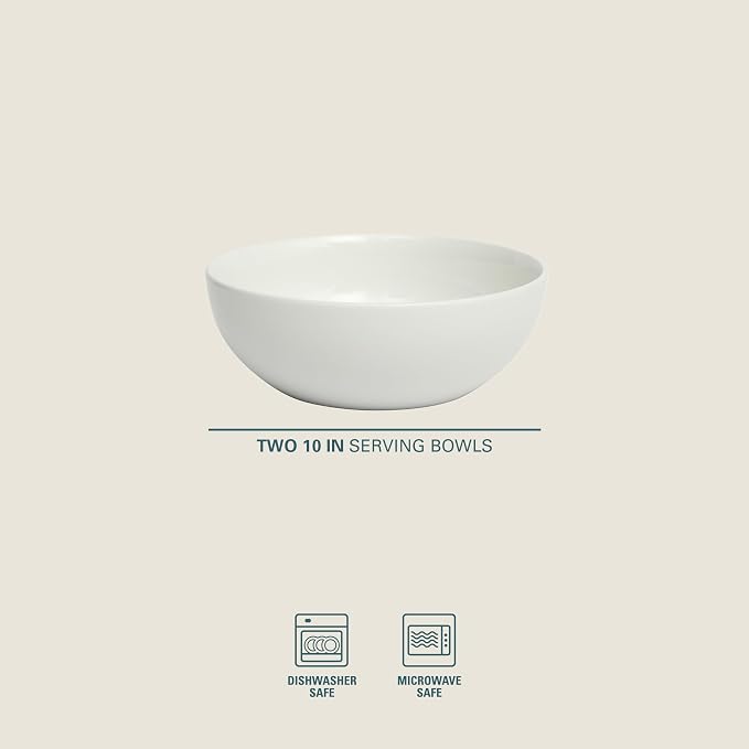 Gibson Home Extra Large Serving Bowls Set of 2-100 oz 10-Inch White Porcelain - Image 2