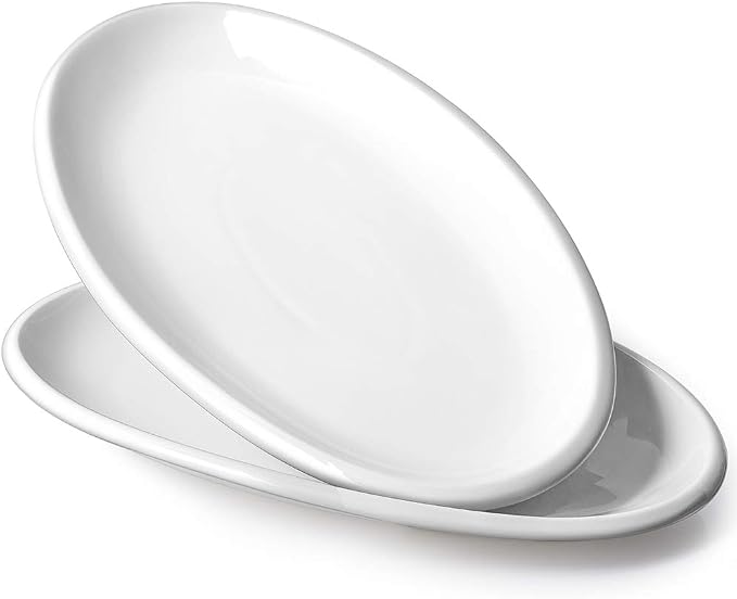 DOWAN 14" Serving Platters for Entertaining, Oval White Serving Plates by DOWAN