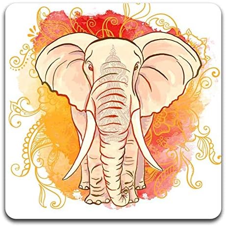 Watercolor Elephant Square Coaster Set - Image 4