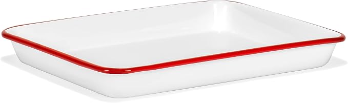 Red Co. 11" x 9" Enamelware Metal Classic 2 Quart Rectangular Serving Tray by RedCo