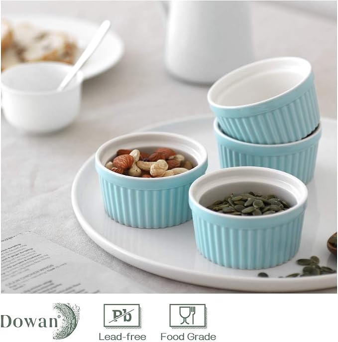 DOWAN 4 oz Ramekins for Creme Brulee, Porcelain Ramekin Oven Safe, Classic - Image 4