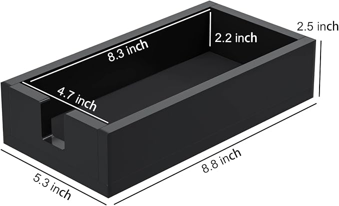 Acrylic Bathroon Napkin Holder, Disposable Hand Towels Tray（Black） | 8mm Thick - Image 2