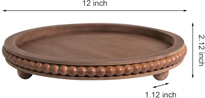 HPC DEC R OUR HAPPY PLACE 12in Round Wood Beaded Tray - Image 2