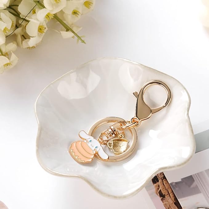 JAMEND CLXP 2PCS White Lotus Leaf Shape Ring Holder Dish, Small Key Bowl - Image 4