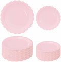 50 Pcs Light Pink Scalloped Paper Plates 25 × 7'' and 25 × 9'' Disposable Pink by FALIZIFU