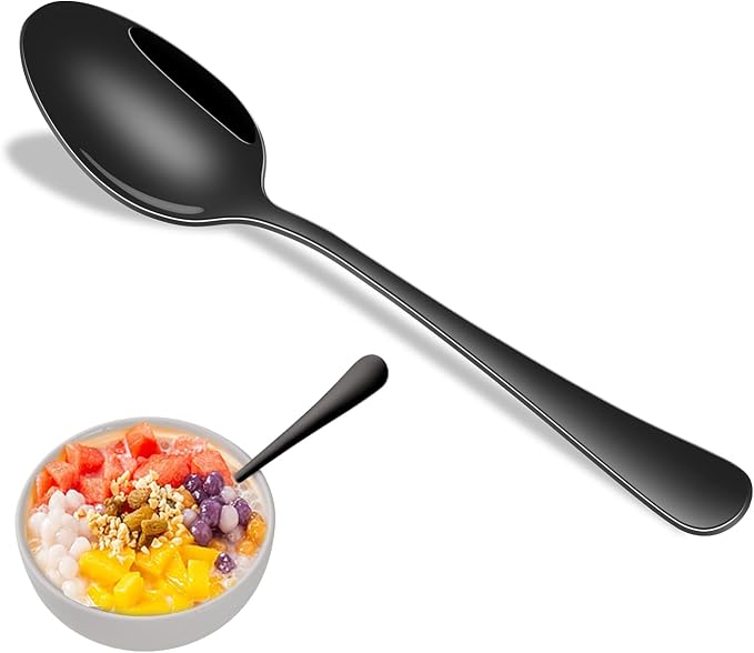 DEHOV 16-Piece 7.3 Inches Black Stainless Steel Dinner Spoons, Durable Soup by DEHOVKitchen