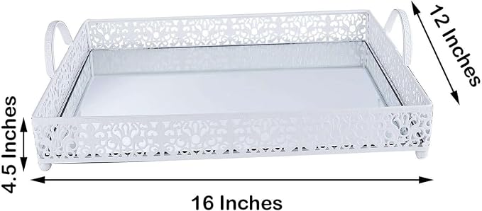 Efavormart 16"x12" Lace White Metal Decorative Serving Trays - Image 3