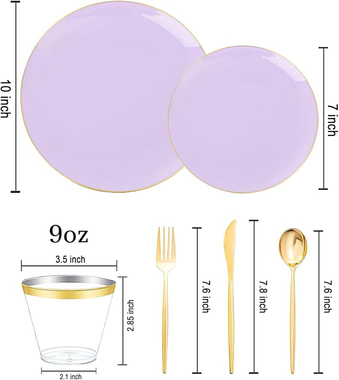 bUCLA 150PCS Purple Plastic Plates - Image 2