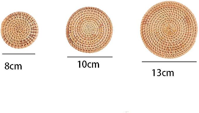 3Pcs Handmade Natural Rattan Coasters - Image 2