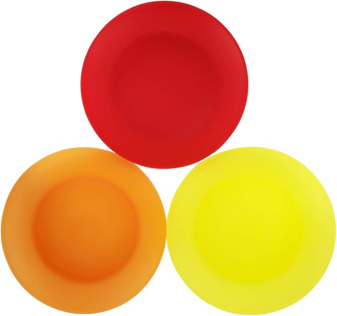 AOYITE 10 inch Plastic Plates Reusable Set 12, BPA Free Kids Plate Bright | - Image 7