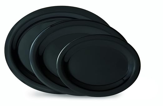 GET 12" x 9" Black Oval Melamine Dinner Plate | Dishwasher safe, Shatterproof - Image 4