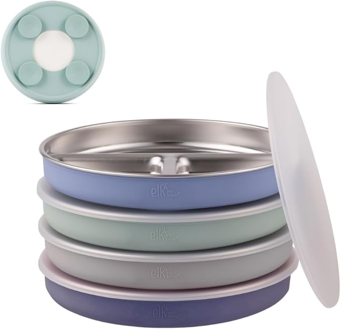 Elk and Friends Kids Stainless Steel Divided Plates by ElkandFriends