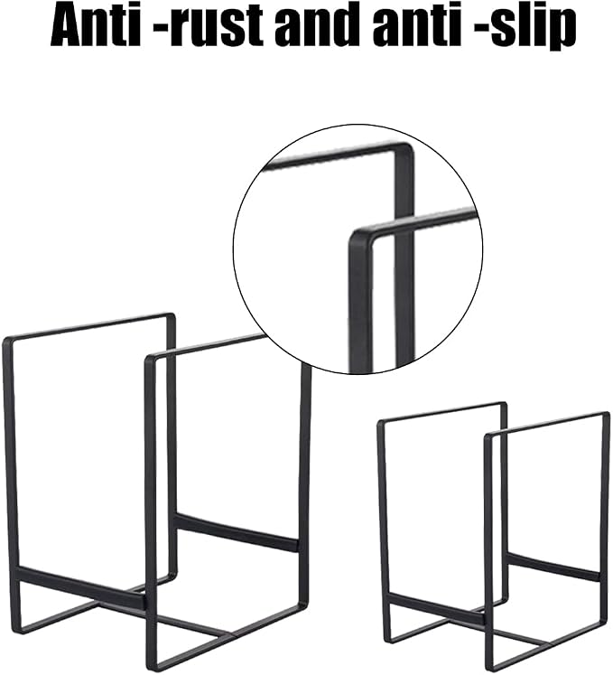 Plate Holder Organizer Metal Upright Dish Drying Racks | 3 Pcs 2 Sizes Black - Image 3