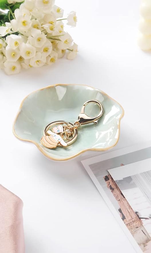 JAMEND CLXP Lotus Leaf Shape Decorative Ring Tray, Small Key Bowl, Ceramic - Image 4