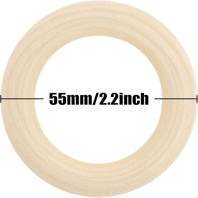 10PCS Natural Wooden Rings for Crafts, Unfinished Wooden Rings for Macrame - Image 4