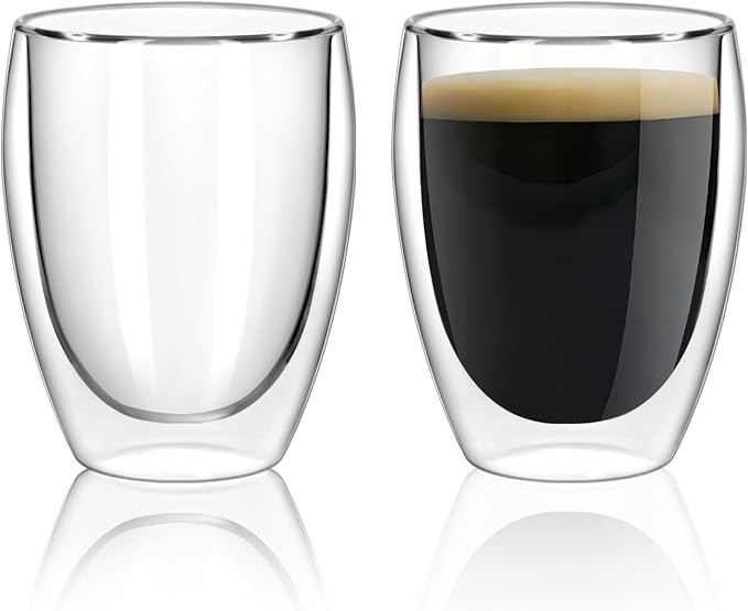 Glass Coffee Mugs Set of 2, Double Walled Clear Coffee Cups 12oz by Unknown