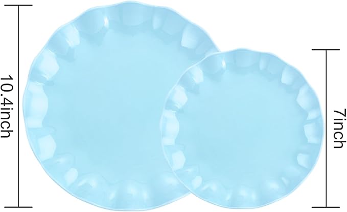 LIYH 24 Pcs Blue Plastic Plates Reusable - Image 2