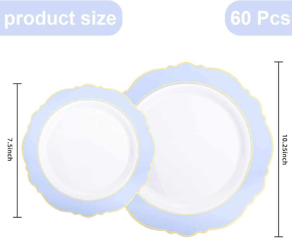 60pcs Blue Plates Disposable - Image 2
