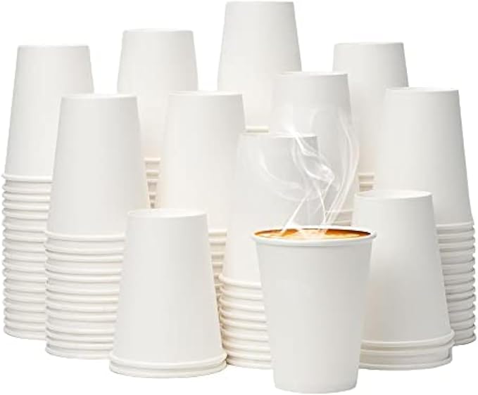 YEEHAW 12 oz 100 Pack White Disposable Paper Coffee Cups | by YEEHAW