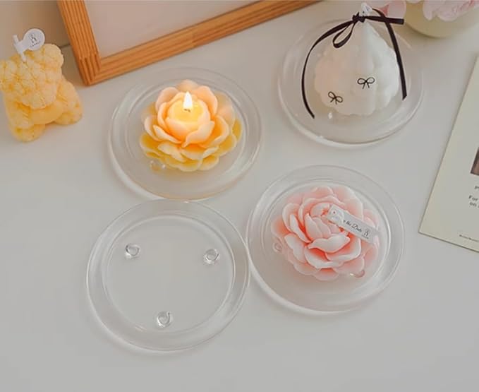 Glass Candle Holder Clear Beautiful Transparent Round Candle Plate - Image 7