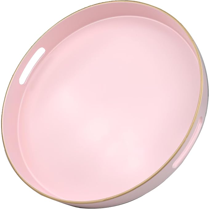 Pink Round Decorative Tray by Omuriko