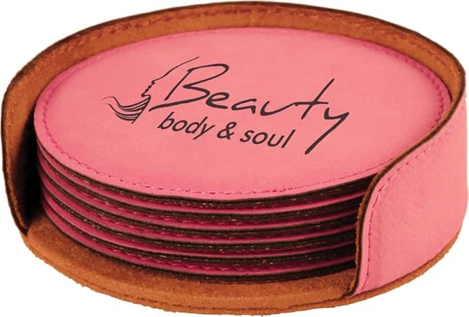 Custom Engraved Coasters | Personalized Leather Coaster | Set of 6 | Drink by AMERICAN+PERSONALIZED
