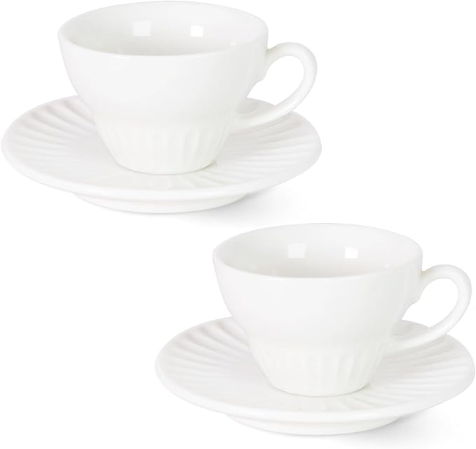 2 oz White Espresso Cups Set of 2, Ceramic Cappuccino Cups by YINUOWEI